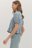 Megan Denim Ruffle Top