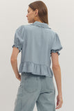 Megan Denim Ruffle Top