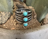 3 Stone Turquoise Sterling Silver Ring