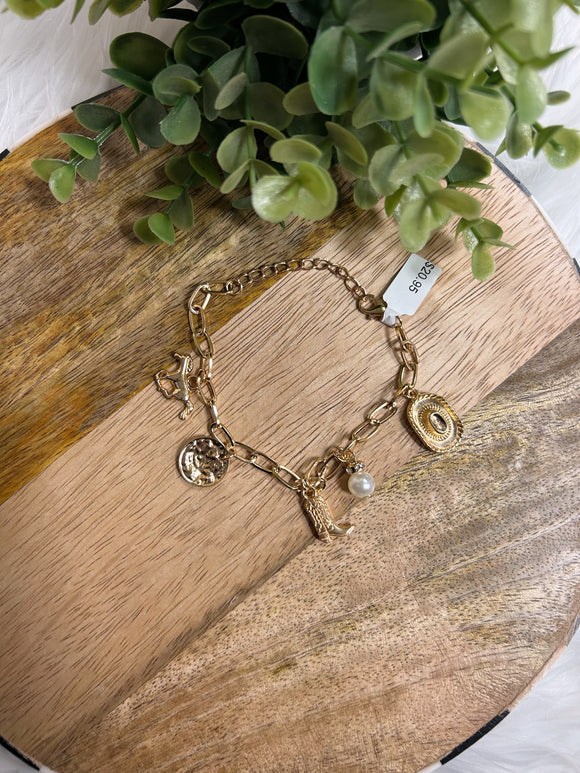 Gold Cowboy Charm Bracelet