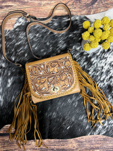 Fringed Leather Crossbody Purse