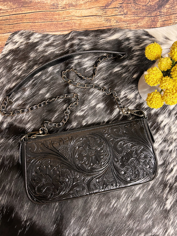 Black Leather Mini Crossbody Purse