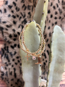 Pearl Cowboy Charm Stretch Bracelet
