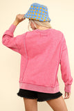 Hazlee Mineral Washed Knit Top-Pink