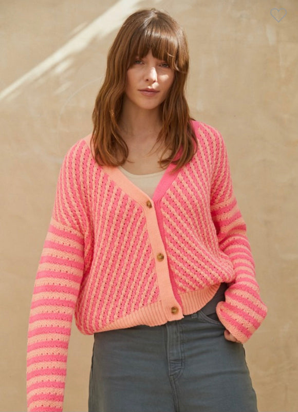Shay Cropped Cardigan-Pink Mix