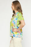 Lynnlee Mixed Print Floral Top-Green