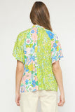 Lynnlee Mixed Print Floral Top-Green
