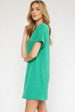 Brendley Ribbed Mini Dress-Green