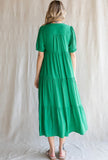 Lana Solid Tiered Maxi Dress-Green