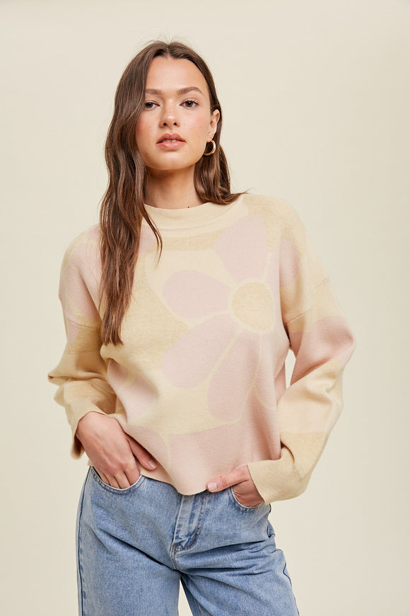 Daisy Retro Flower Sweater-Lavender