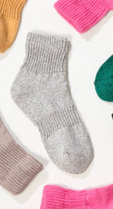 Solid Quarter Socks-Gray