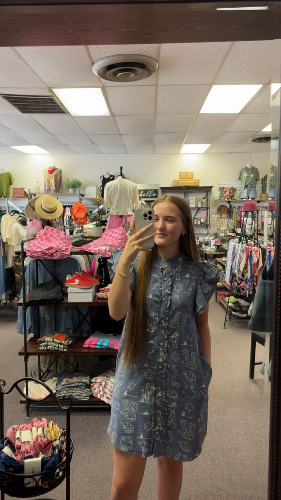Western Button Down Mini Dress