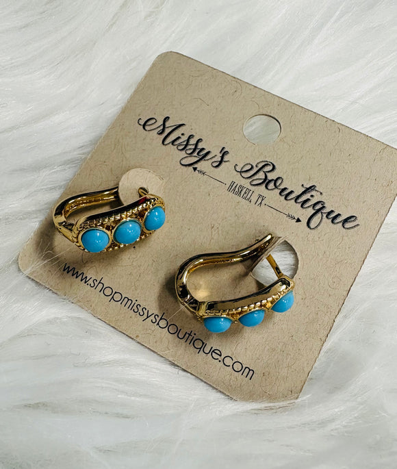 Turquoise Mini Hoop Earrings
