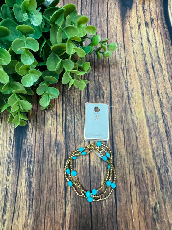 Turquoise and Gold Beaded Bracelets