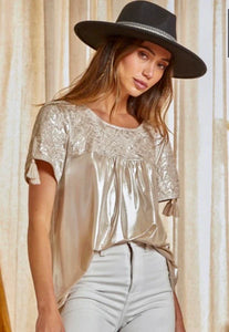Ingrid Embroidered Shimmery Top