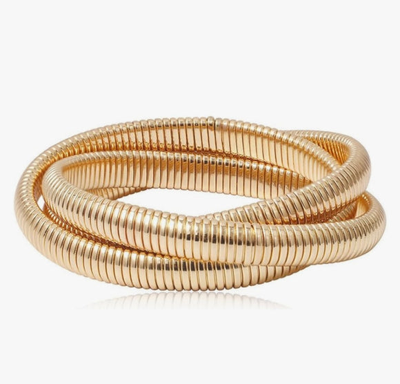 Bria 3 Twist Snake Bracelet-Gold