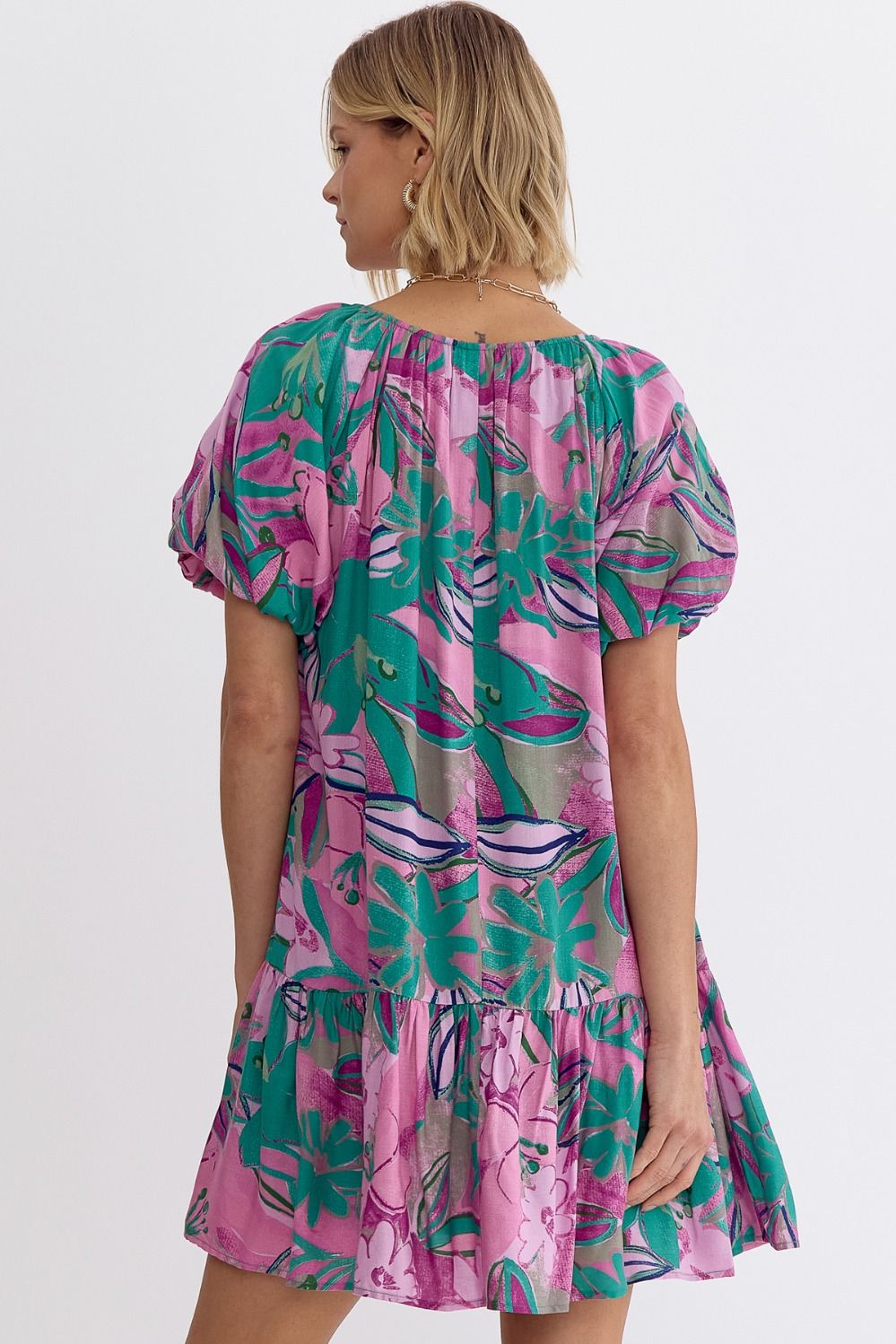 Morgan Printed Mini Dress-Pink/Green Missy's Boutique Morgan Printed Mini Dress-Pink/Green Missy's Boutique