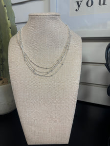 Four Strand Silver Beaded Necklace