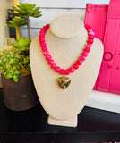 Glass Bead Necklace with Heart