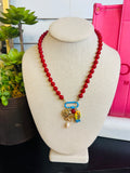 Glass Bead Necklace with Charms