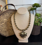 Chunky Bead Necklace with Heart Pendant