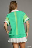 Kendal Solid & Stripe Top--Green