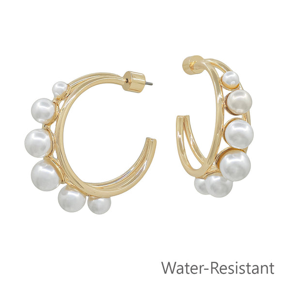 Graduated Pearl Beaded Ball Earring