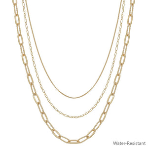 Tripled Layered  Necklace-Gold