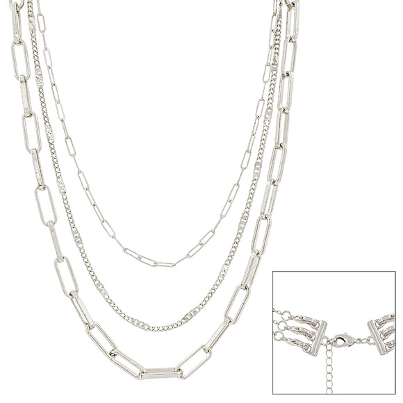Silver Three Layered  Necklace