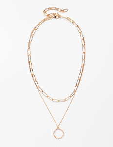 Gold Chain and Crystal Circle Necklace