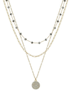 Hematite Crystal Beaded Gold Necklace