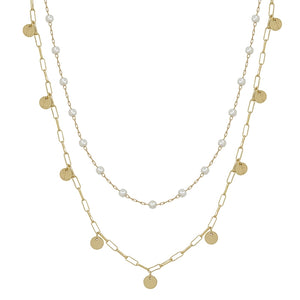Gold Chain with Pearl Accents Necklace