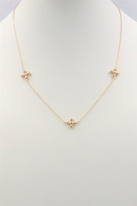 Gold Chain with Beaded Cross Shape Necklace