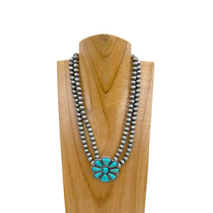 Stone Flower Concho Necklace