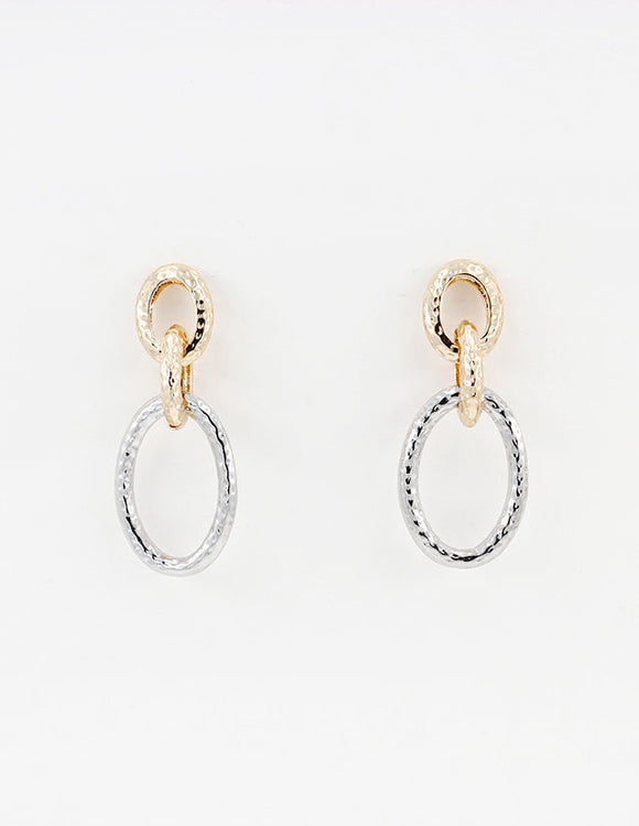 Thick Textured Open Circle Drop Earring