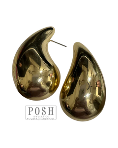 Large Tear Drop Earring Stud- Gold