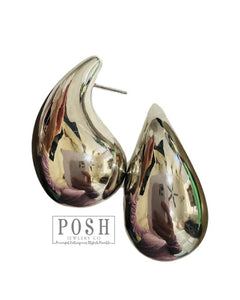 Large Tear Drop Earring Stud- Silver