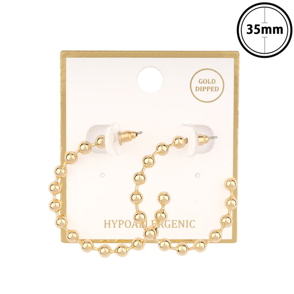 Metal Beaded Chain Hoop Earring