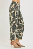 Layni Curvy Risen Camo Barrel Jeans