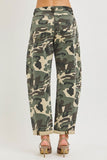 Layni Curvy Risen Camo Barrel Jeans