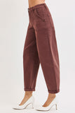 Allie High Rise Brown Barrel Pants