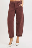 Allie High Rise Brown Barrel Pants