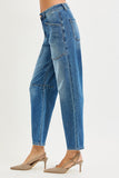 Calee Stretch Mid Rise Barrel Patch Jeans