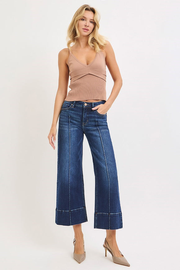 Risen Jayden Mid/Rise Crop Jeans-Deep Blue