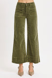 Risen H/R Crop Corduroy Pants -Moss