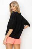 Arrabella Linen Button Up Top-Black