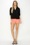 Arrabella Linen Button Up Top-Black