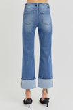 Risen H/R Ankle Stright-Wide Cuffed Jeans