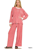 Kenzi Raised Rib Striped Set