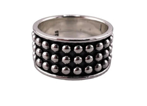 Sherri Ball Dot 3 Row 12mm Sterling Silver Ring